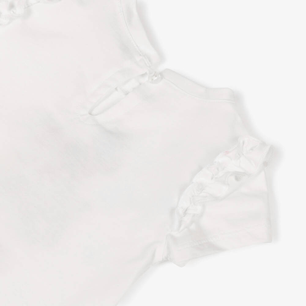 Monnalisa-Girls White & Pink Daisy Print Cotton Leggings Set | Childrensalon Outlet