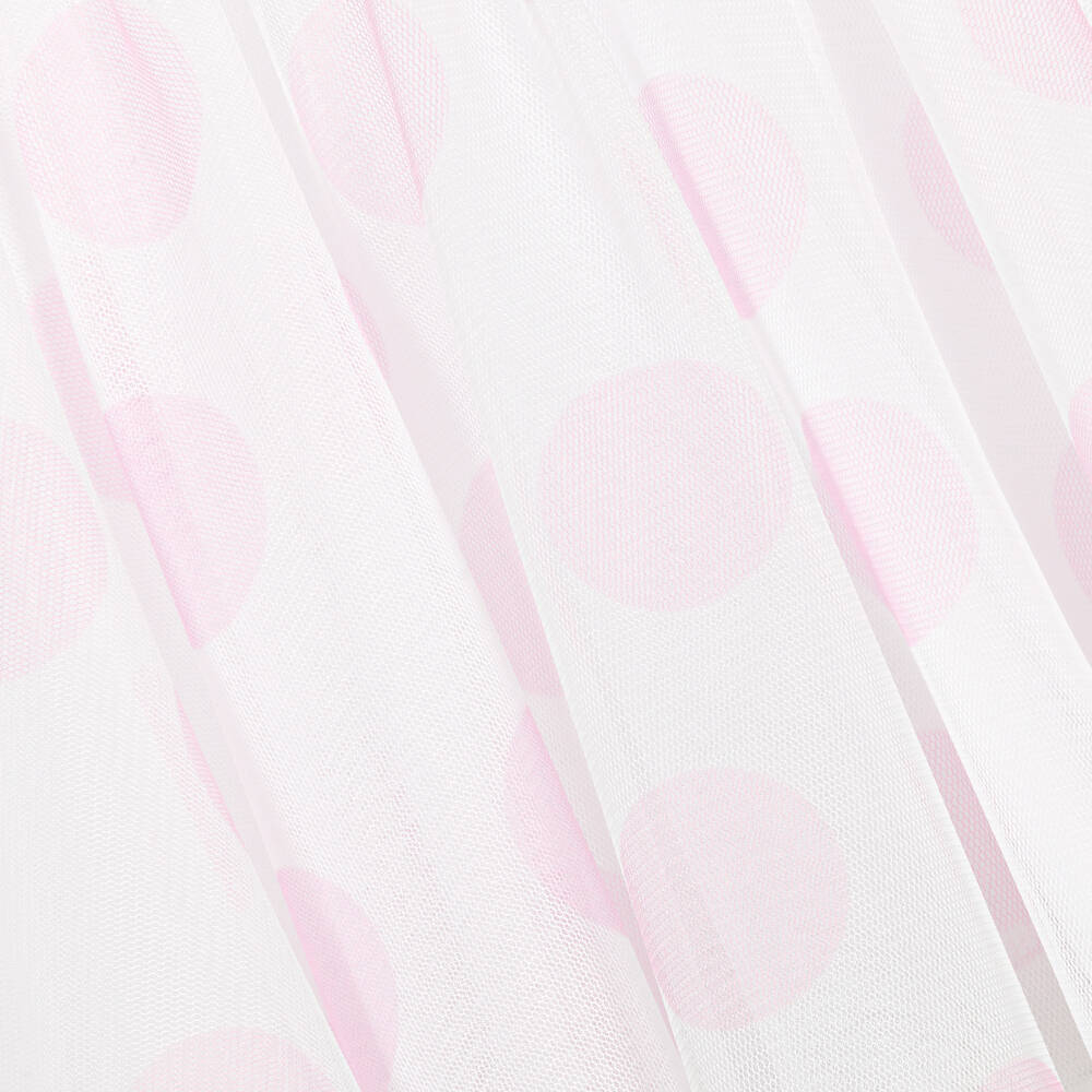 Monnalisa-Girls White & Pink Polka Dot Tulle Dress | Childrensalon Outlet
