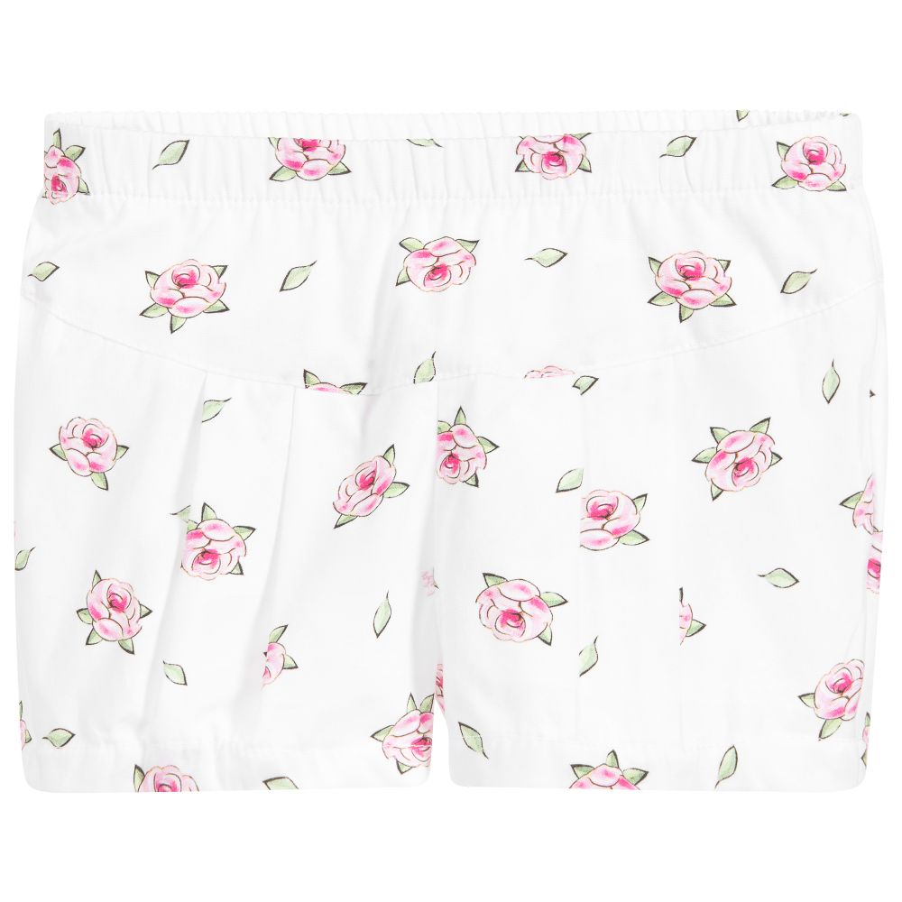 Monnalisa Bebé - Girls White & Pink Shorts | Childrensalon