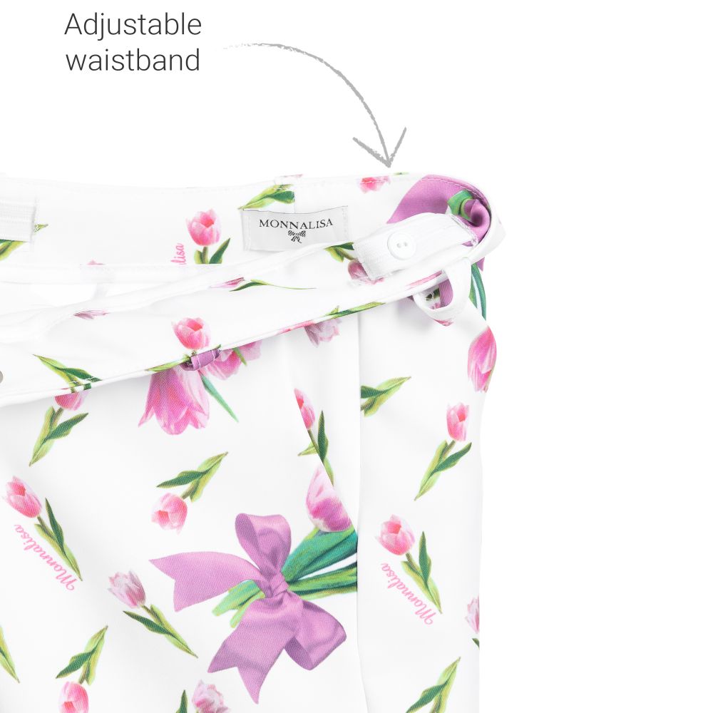 Monnalisa-Girls White & Pink Trousers | Childrensalon Outlet