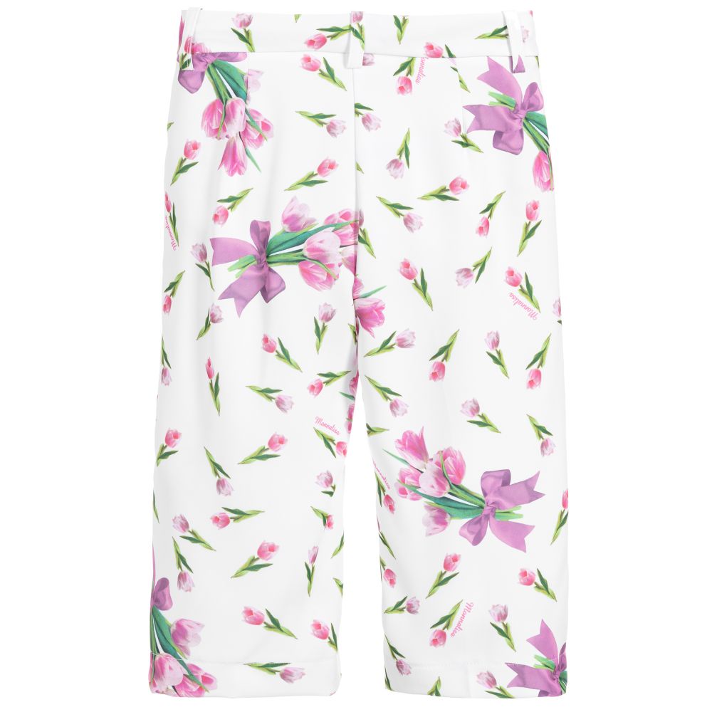 Monnalisa-Girls White & Pink Trousers | Childrensalon Outlet