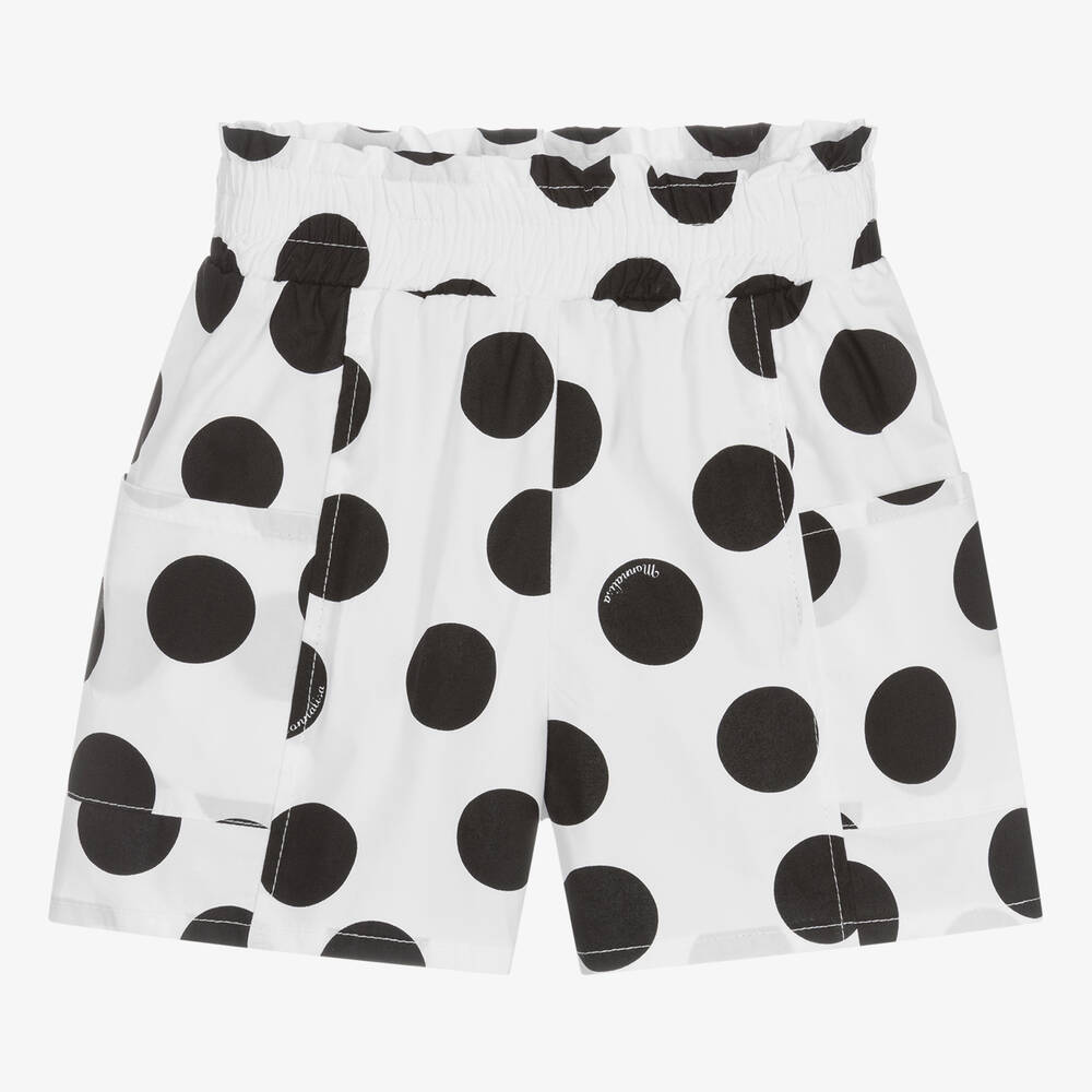 Monnalisa - Short blanc en coton à pois fille | Childrensalon