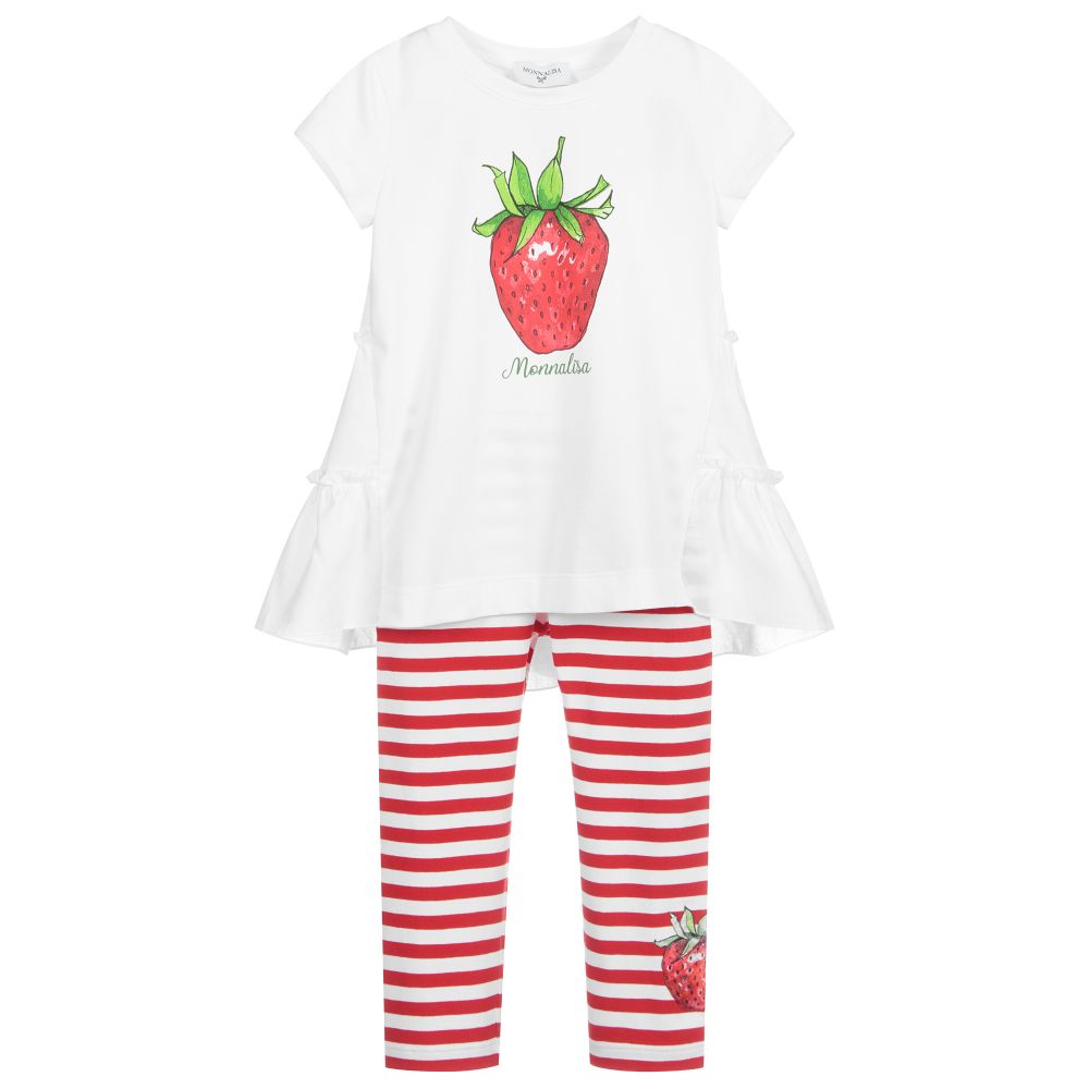 Monnalisa - Ensemble legging blanc et rouge Fille | Childrensalon