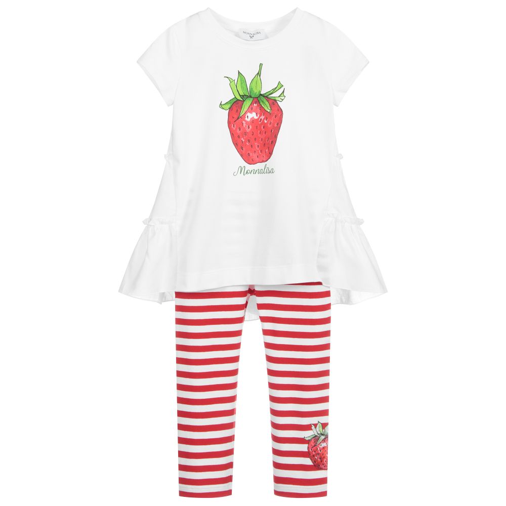 Monnalisa - Leggings-Set in Weiß und Rot (M) | Childrensalon