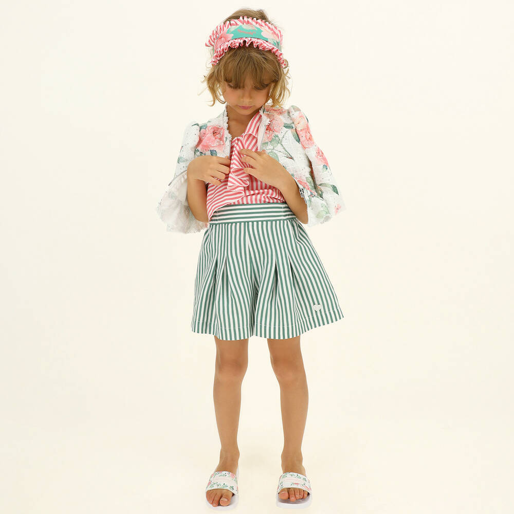 Monnalisa-Белый жакет с розами для девочек | Childrensalon Outlet