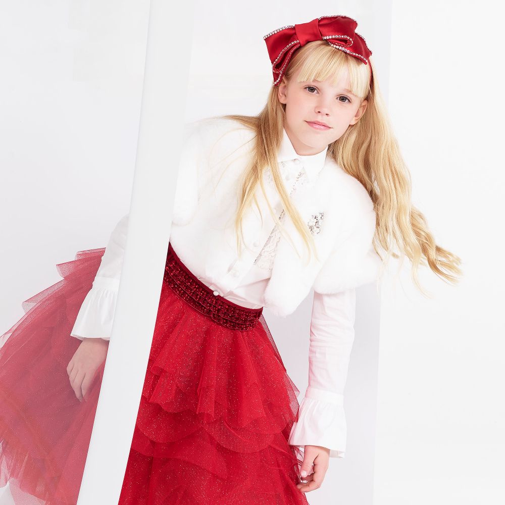 Monnalisa Couture Girls White Ruffle Shirt Childrensalon Outlet