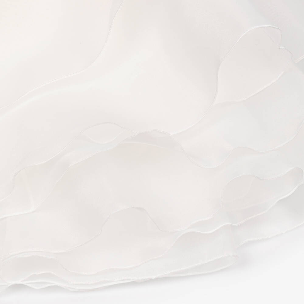 Monnalisa-طقم بناتي أبيض مزين بالترتر والأورجانزا | Childrensalon Outlet