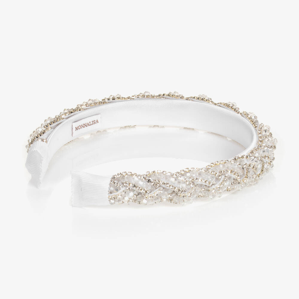 Monnalisa Chic - Girls White & Silver Crystal Hairband