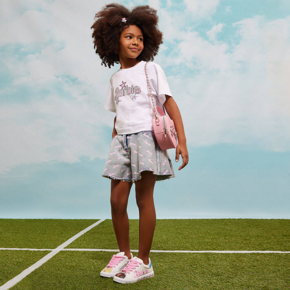 Monnalisa-تيشيرت باربي أبيض براق للبنات | Childrensalon Outlet