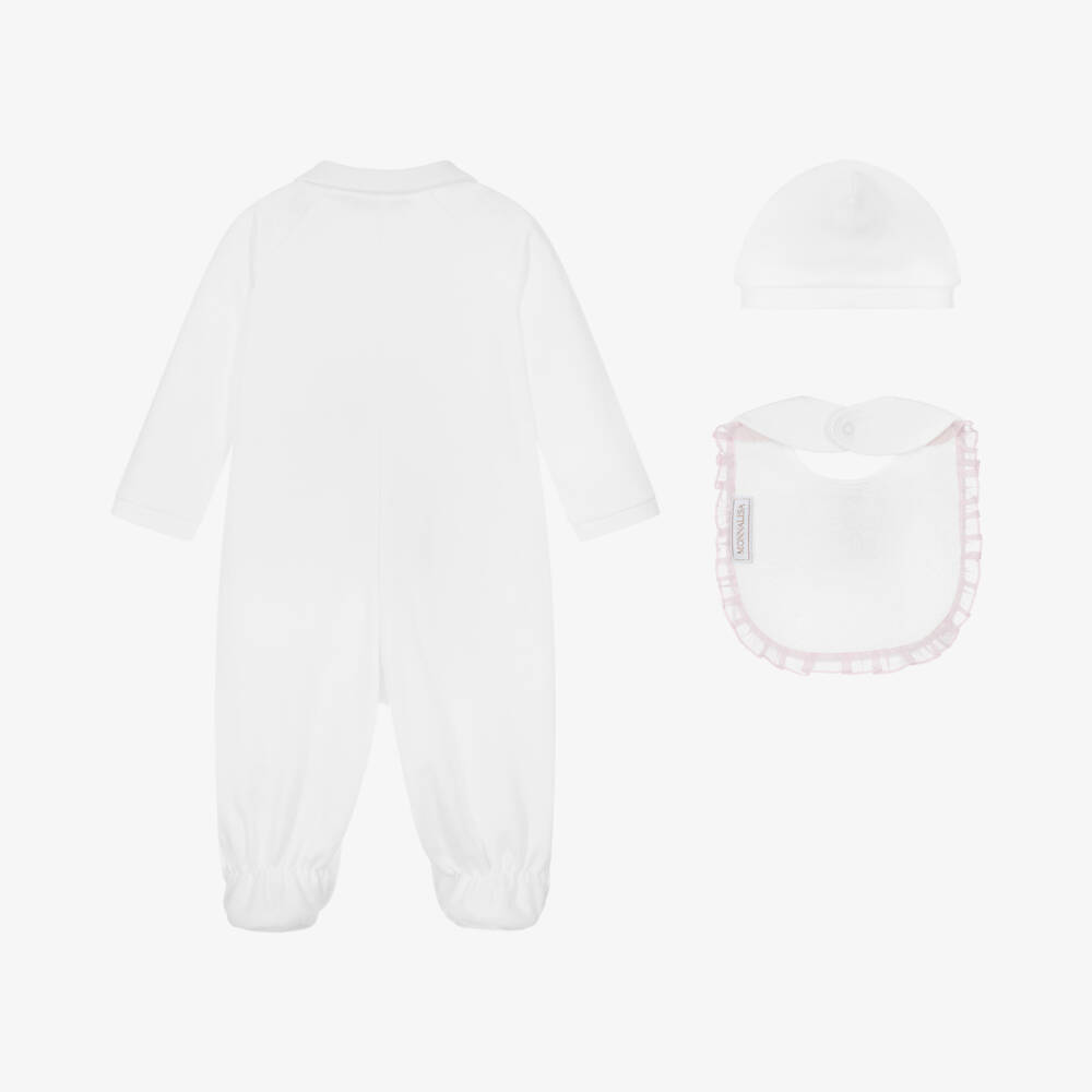 Monnalisa-Girls White Teddy Cotton Babysuit Set | Childrensalon Outlet
