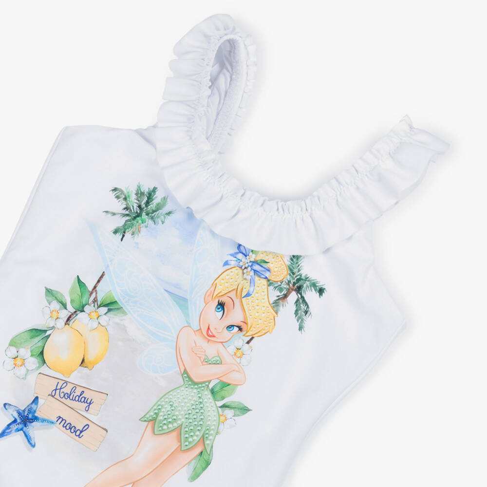 Monnalisa-Girls White Tinkerbell Ruffle Swimsuit | Childrensalon Outlet