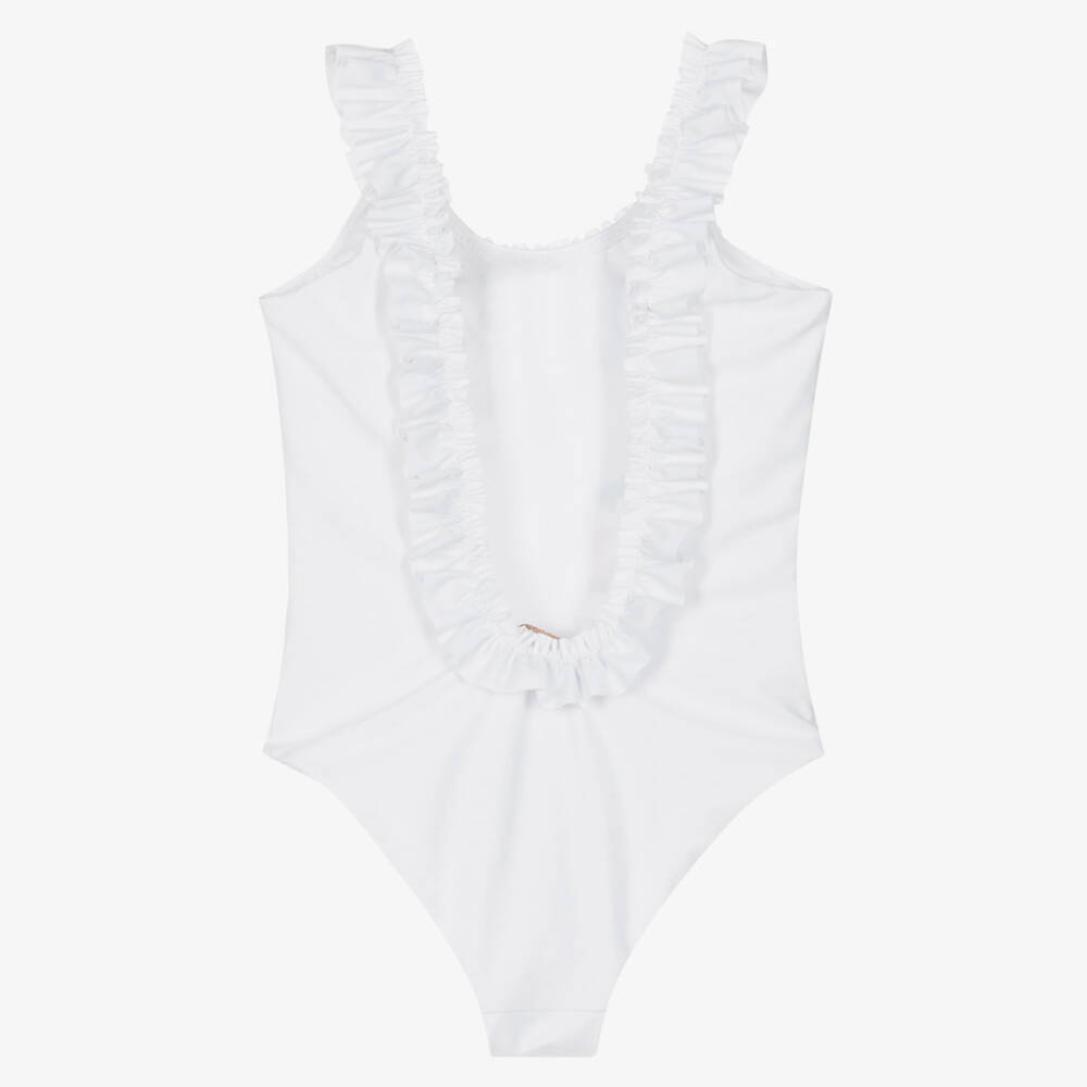 Monnalisa-Girls White Tinkerbell Ruffle Swimsuit | Childrensalon Outlet