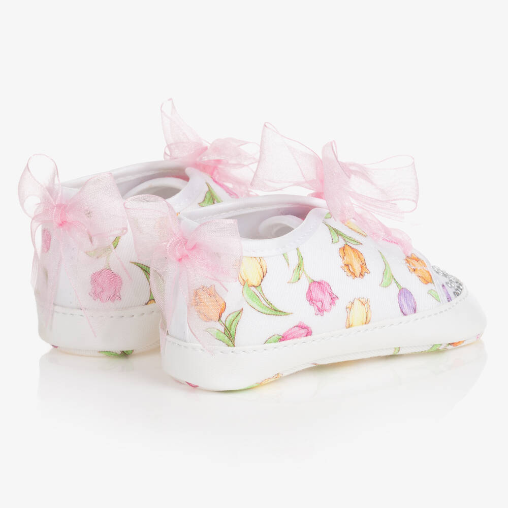 موناليزا-حذاء قطن لون أبيض لمرحلة قبل المشي للمولودات | Childrensalon Outlet