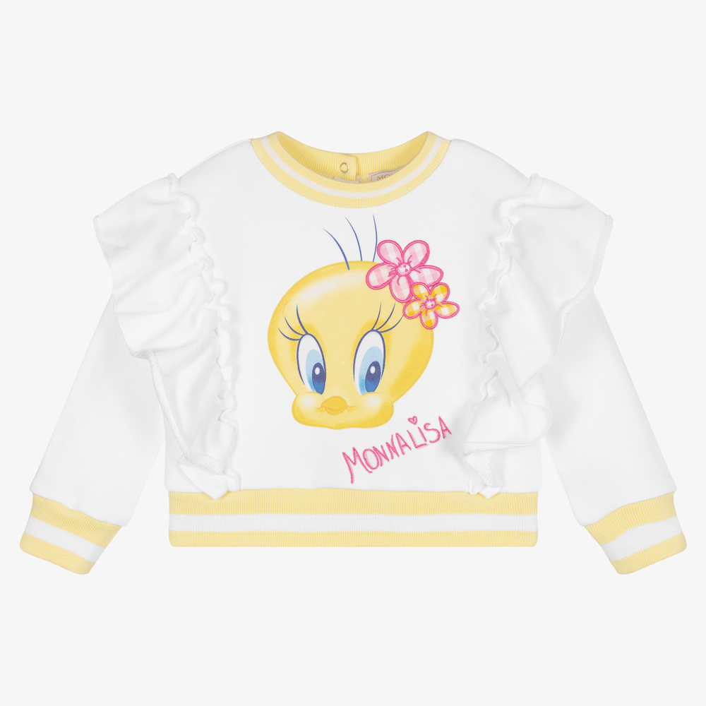 Monnalisa - Girls White Tweety Sweatshirt | Childrensalon