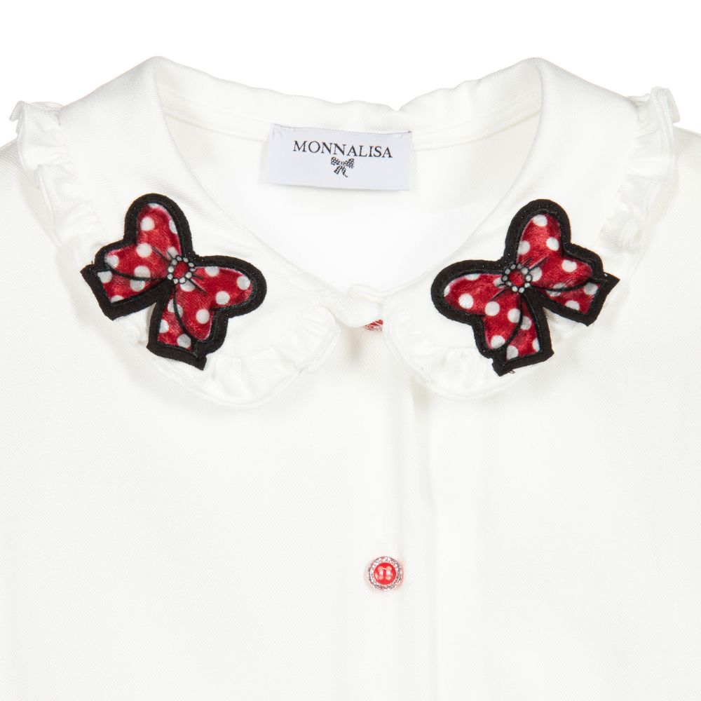 Monnalisa-Girls White Viscose Blouse | Childrensalon Outlet