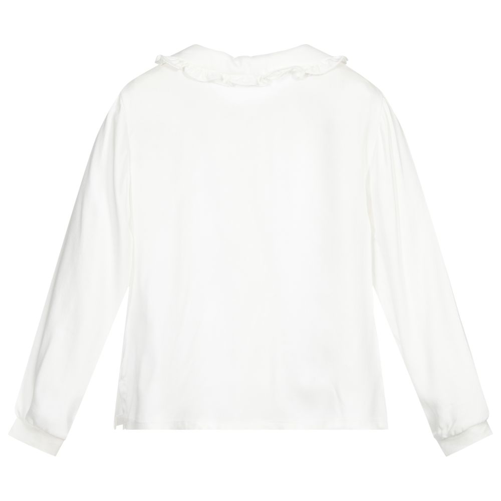 Monnalisa-Girls White Viscose Blouse | Childrensalon Outlet