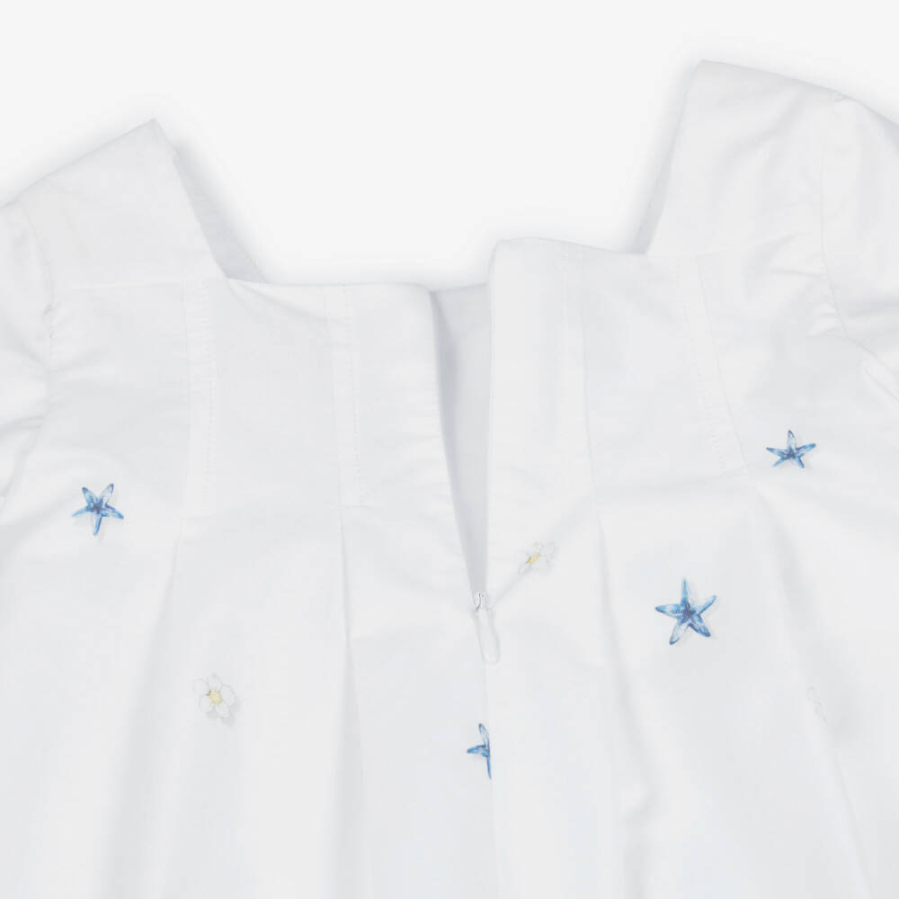 Monnalisa-Girls White & Yellow Cotton Tinkerbell Dress | Childrensalon Outlet