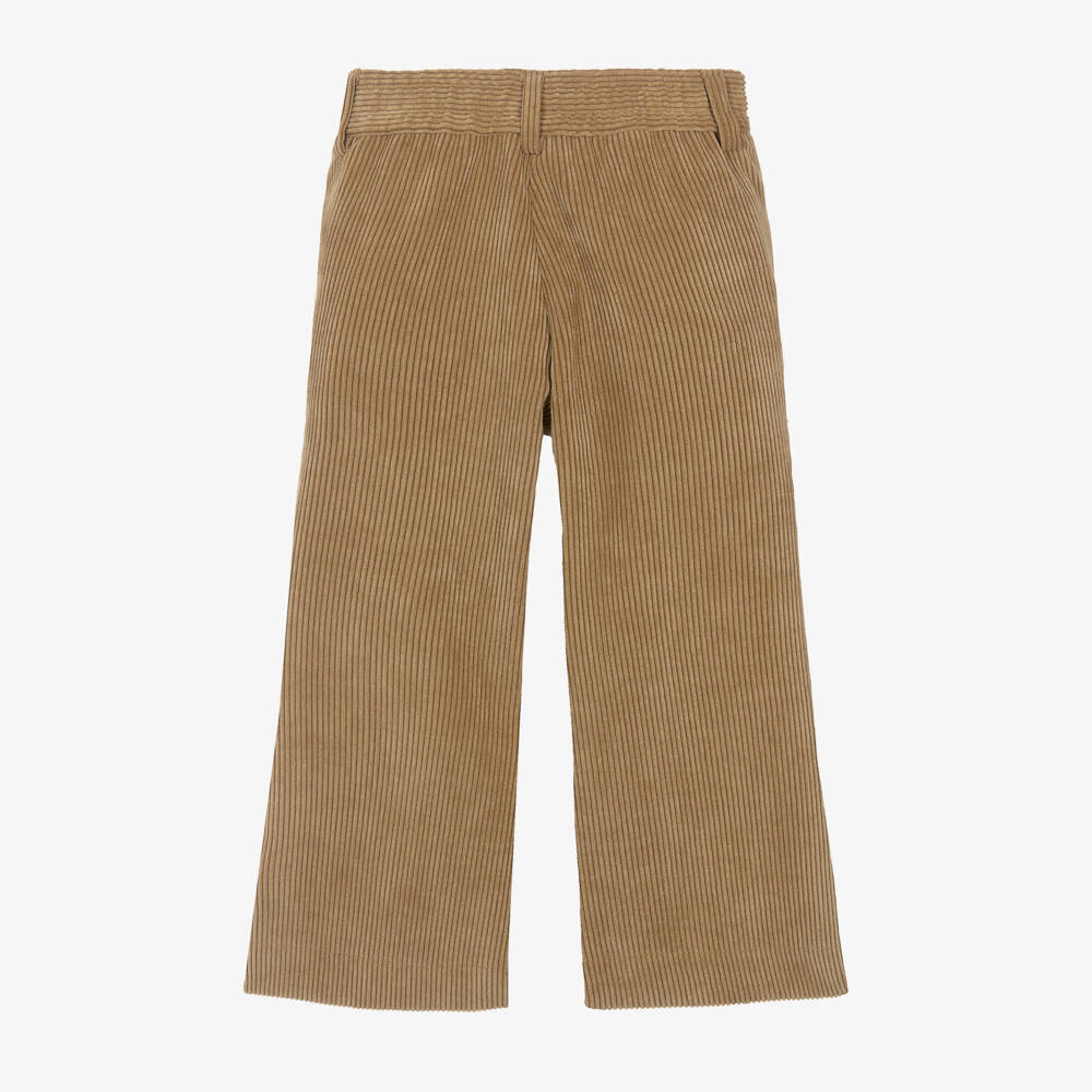 Monnalisa-Girls Wide-Leg Beige Corduroys | Childrensalon Outlet
