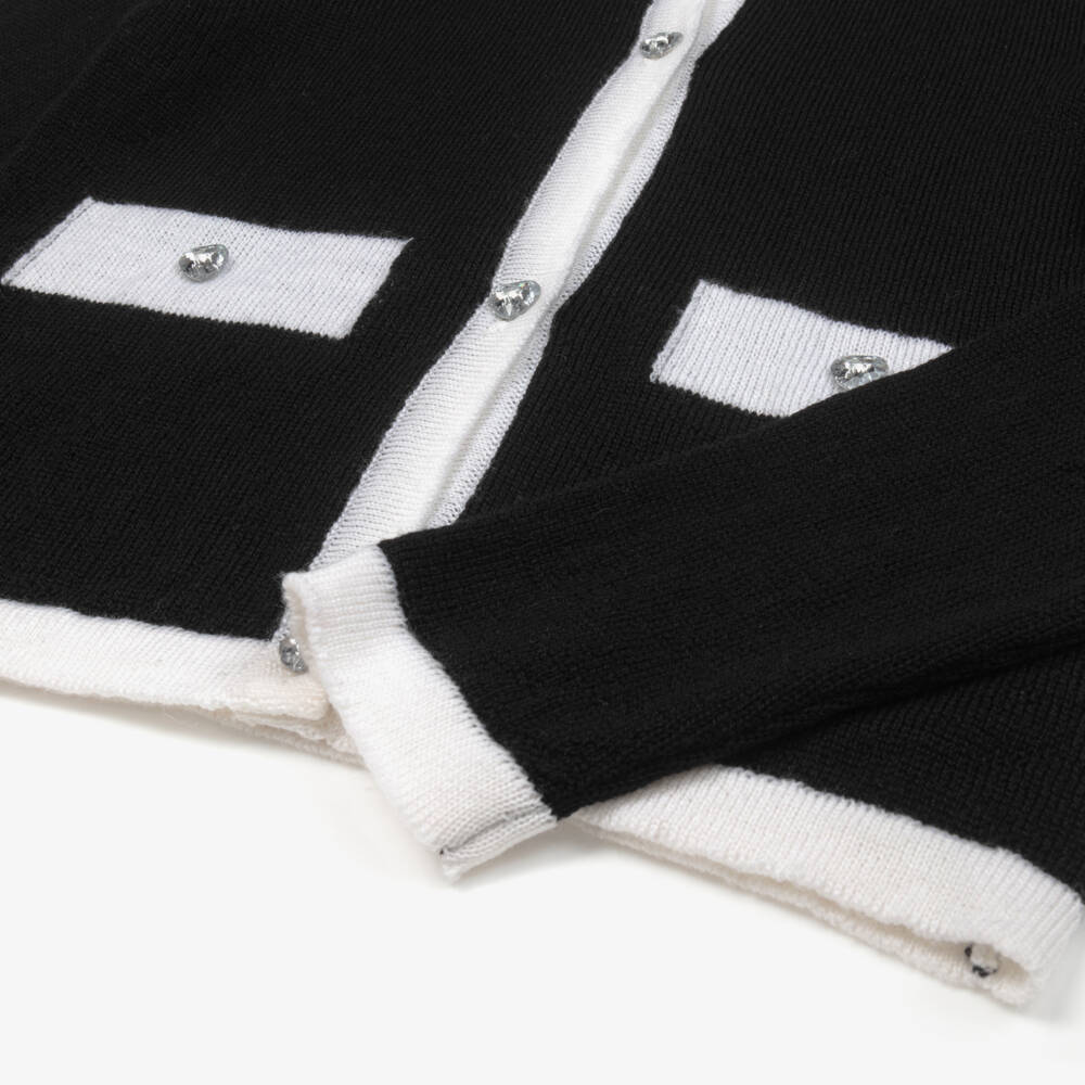 Monnalisa-كارديغان صوف لون أسود للبنات | Childrensalon Outlet