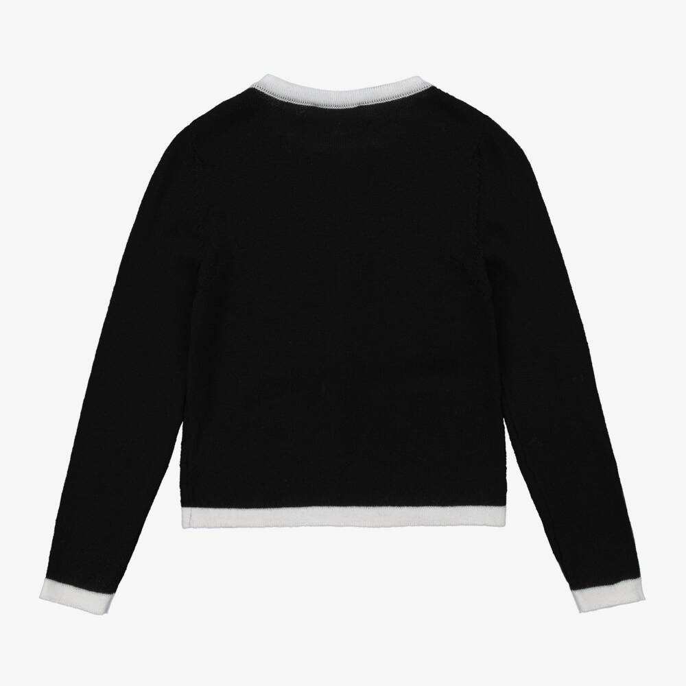 Monnalisa-كارديغان صوف لون أسود للبنات | Childrensalon Outlet