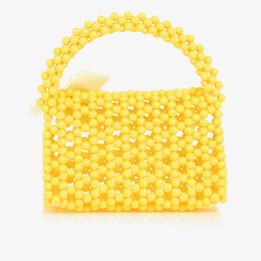 Monnalisa Gelbe Perlen Handtasche 19 cm Childrensalon Outlet