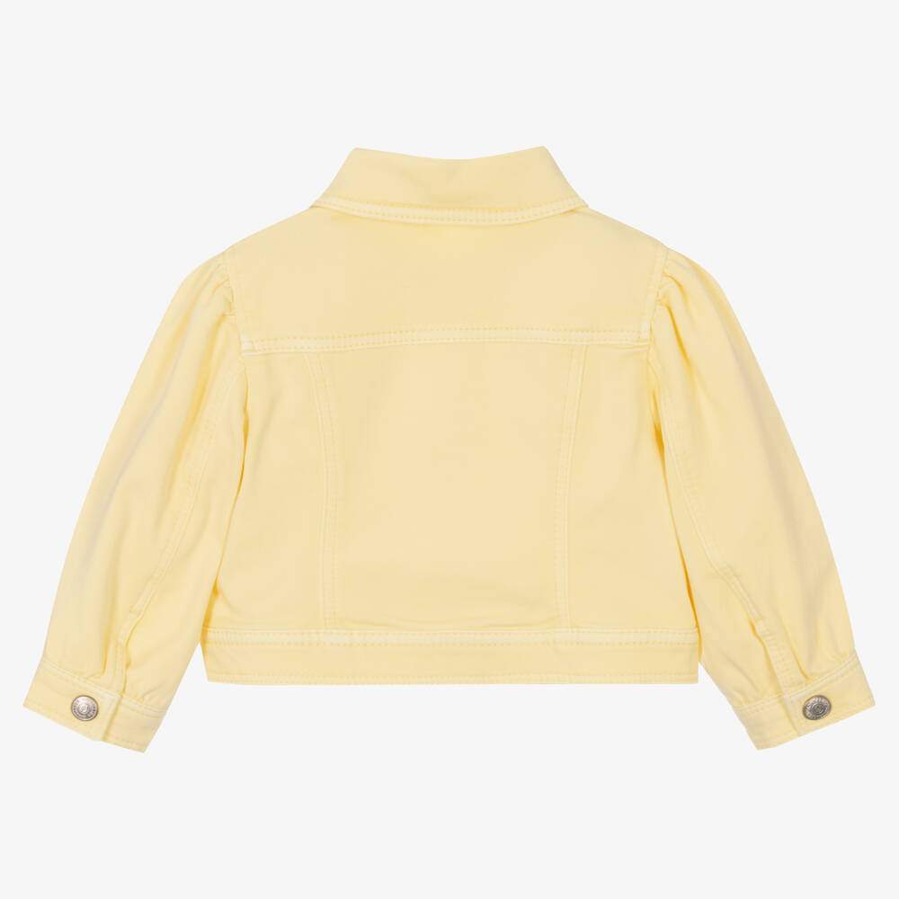 Monnalisa-Girls Yellow Cotton Embroidered Jacket | Childrensalon Outlet