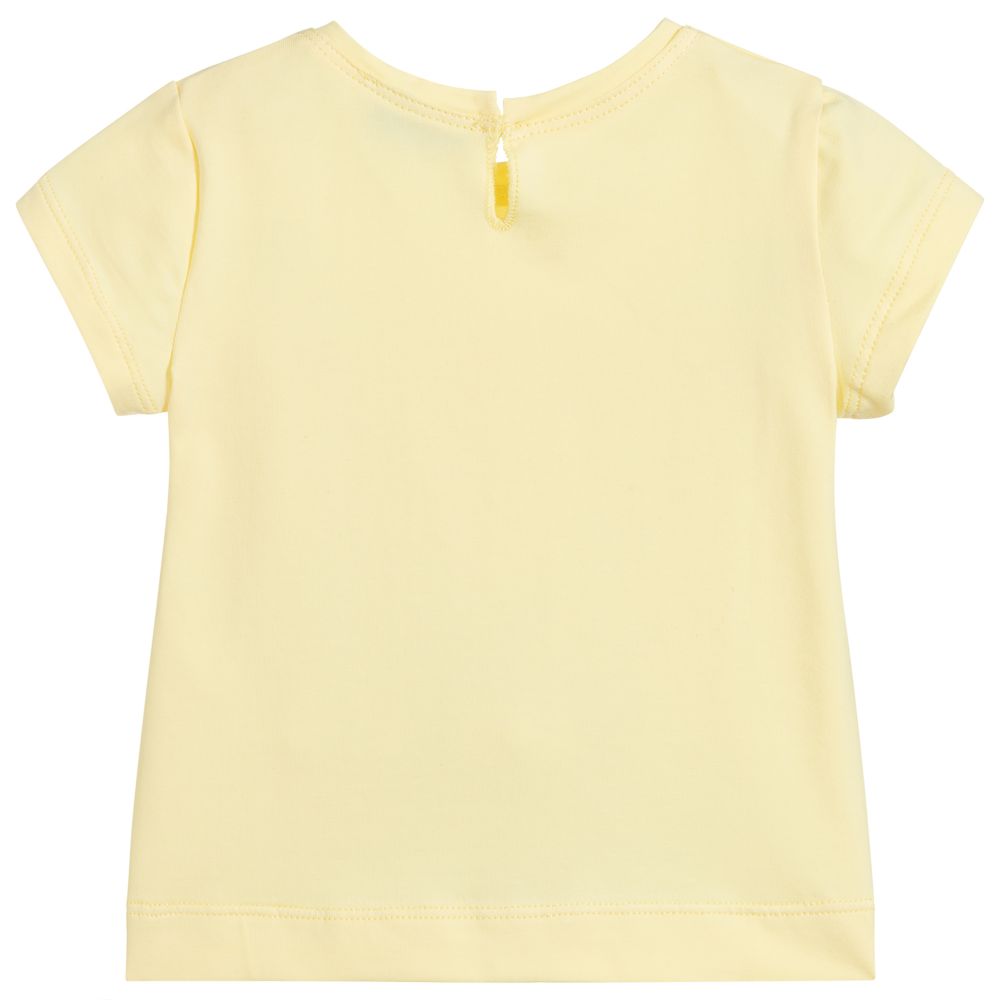 Monnalisa-Girls Yellow Cotton T-Shirt | Childrensalon Outlet