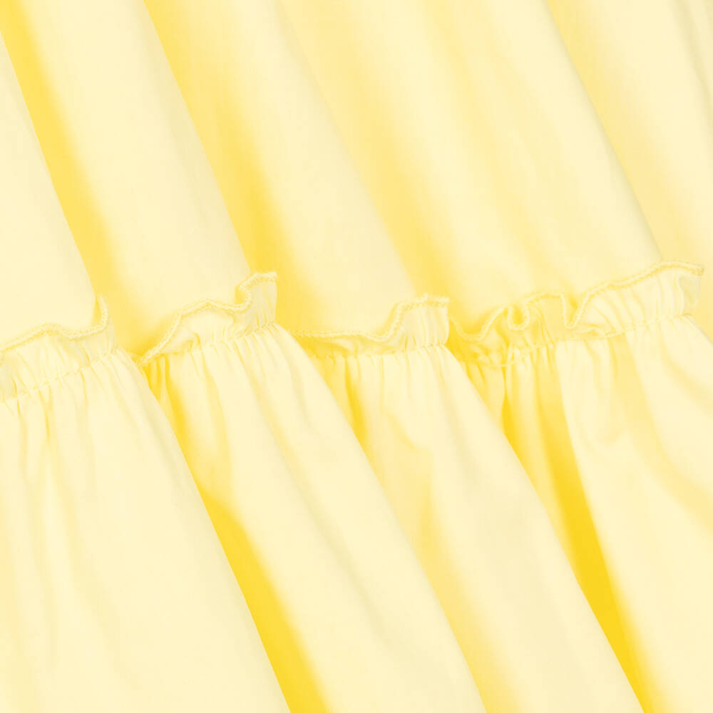 Monnalisa-Желтое многоярусное платье из хлопка для девочек | Childrensalon Outlet