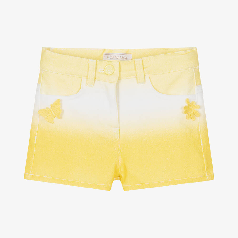 Monnalisa - Gelbe Jeans-Shorts mit Ombré-Effekt | Childrensalon