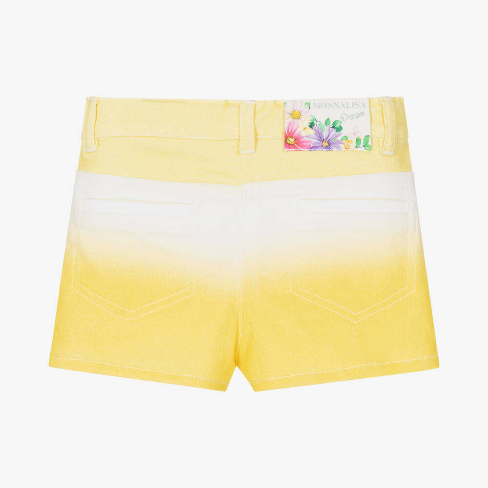Monnalisa-Girls Yellow Ombré Denim Shorts | Childrensalon Outlet