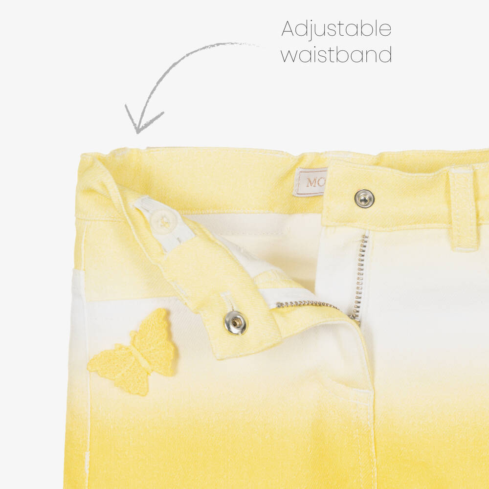 Monnalisa-Girls Yellow Ombré Denim Shorts | Childrensalon Outlet