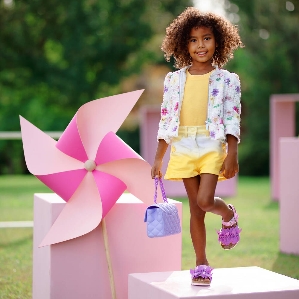 Monnalisa-Girls Yellow Ombré Denim Shorts | Childrensalon Outlet