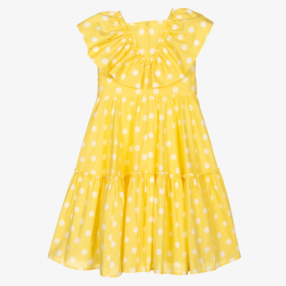 Monnalisa-Желтое платье в горошек для девочек | Childrensalon Outlet