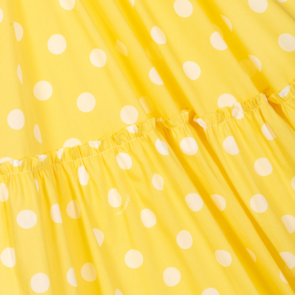 Monnalisa-Желтое платье в горошек для девочек | Childrensalon Outlet