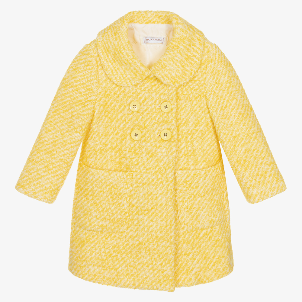Monnalisa - Girls Yellow Tweed Coat | Childrensalon