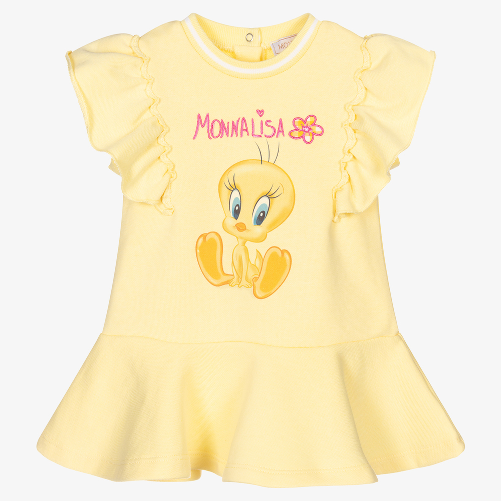 Monnalisa-Girls Yellow Tweety Dress | Childrensalon Outlet