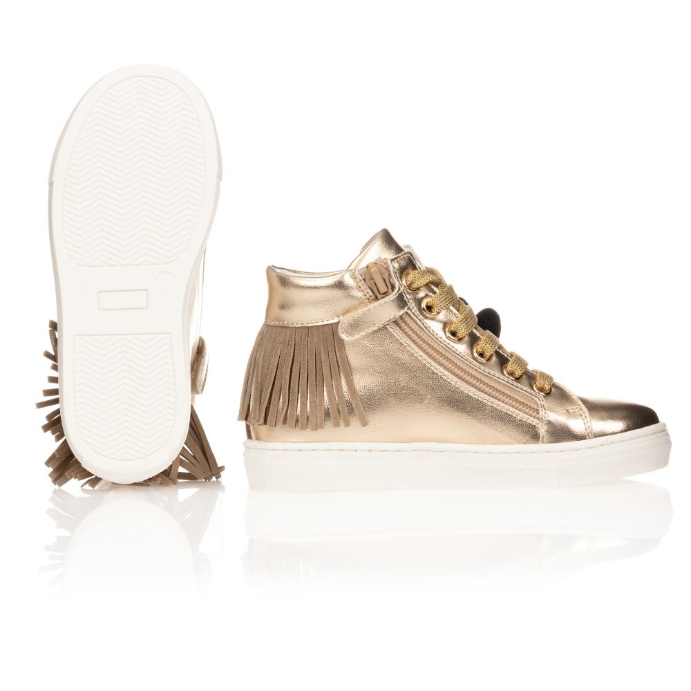 Monnalisa-Gold Mickey Mouse Trainers | Childrensalon Outlet