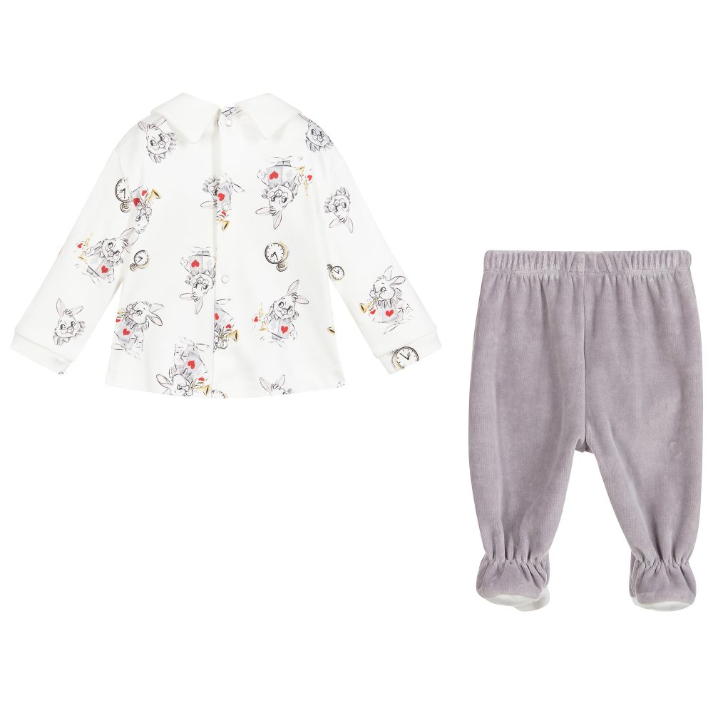 Monnalisa-Grey 2 Piece Babygrow | Childrensalon Outlet