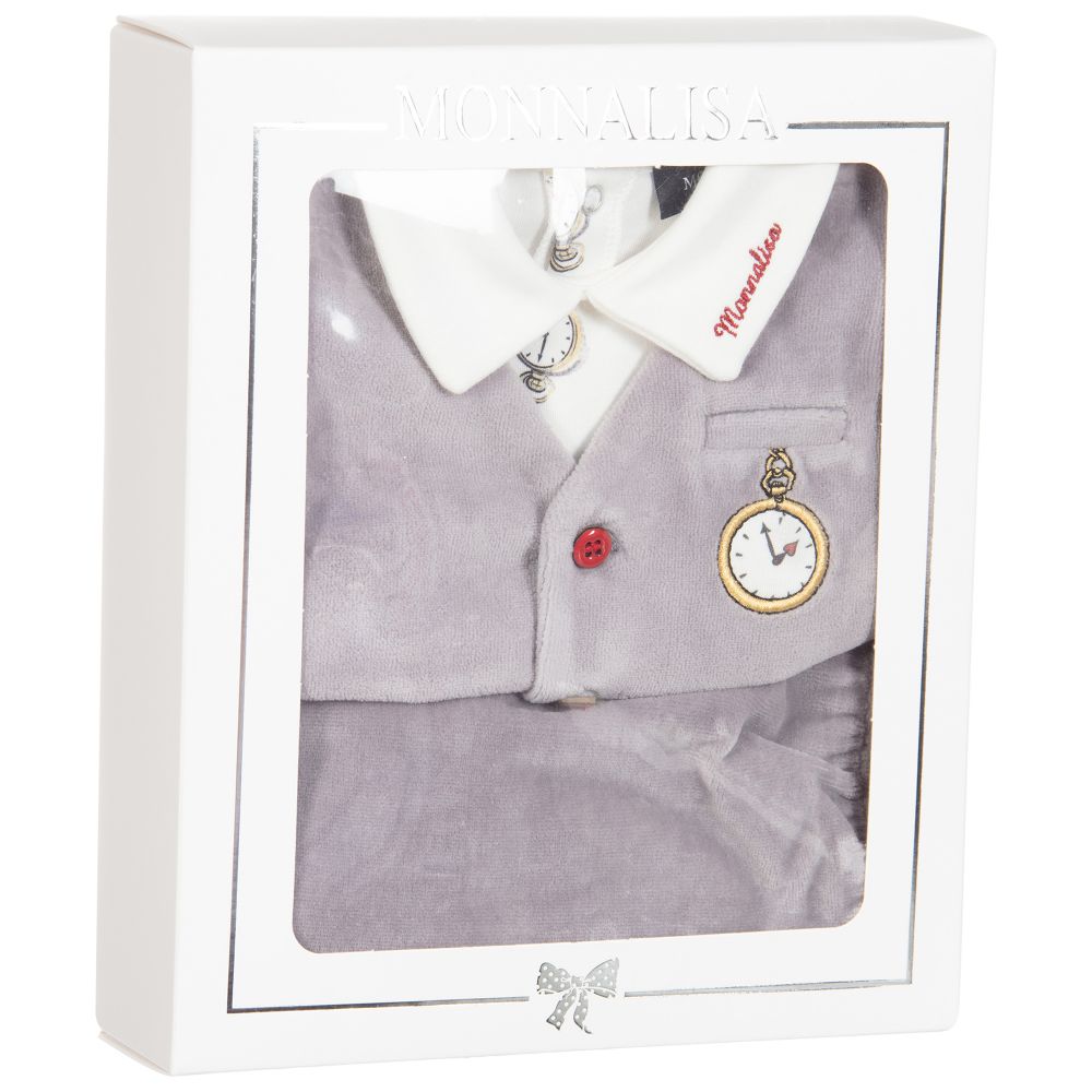 Monnalisa-Grey 2 Piece Babygrow | Childrensalon Outlet