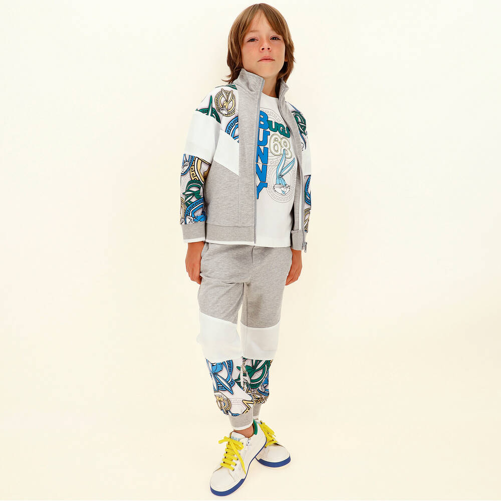 Monnalisa-Grey Bugs Bunny Zip-Up Top | Childrensalon Outlet