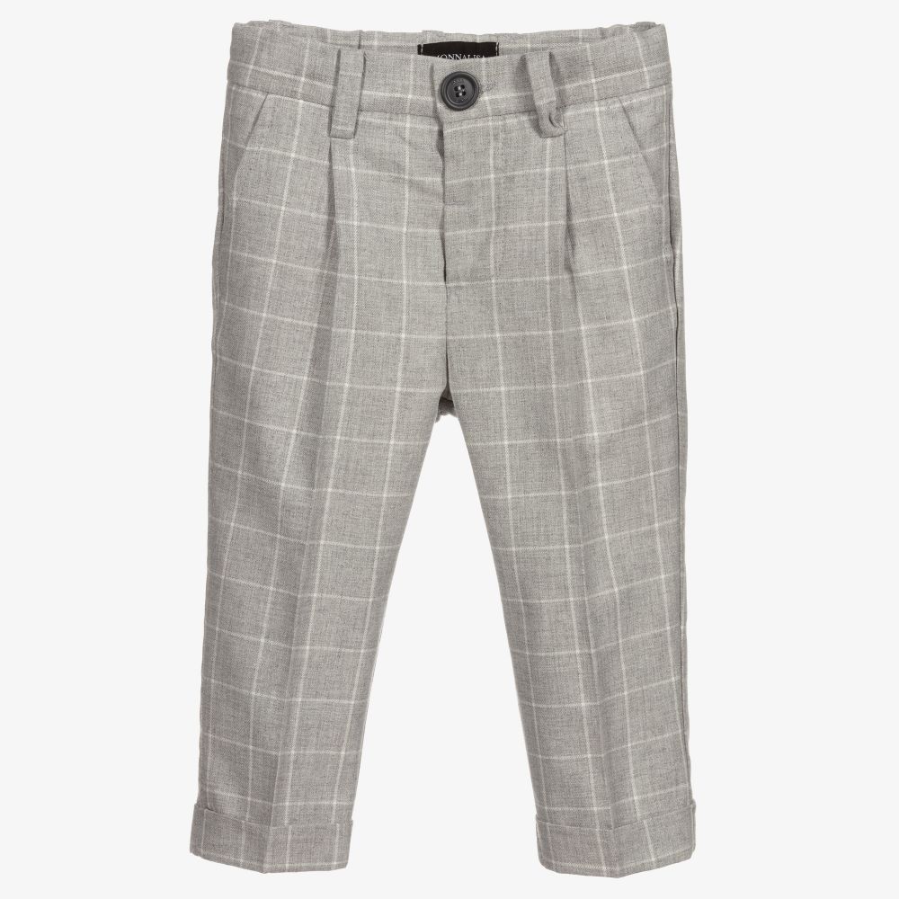 Monnalisa - Grey Checked Trousers | Childrensalon
