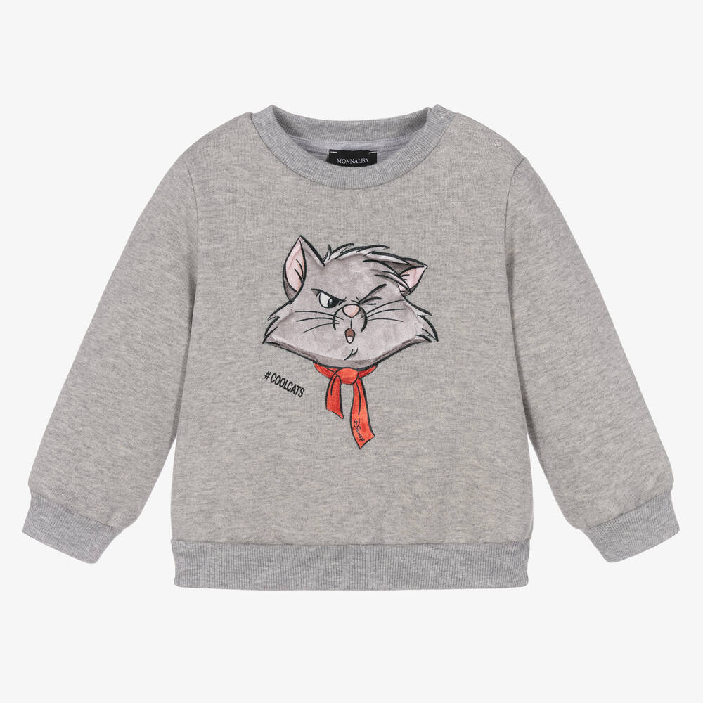 Monnalisa - Grey Cotton Disney Sweatshirt | Childrensalon