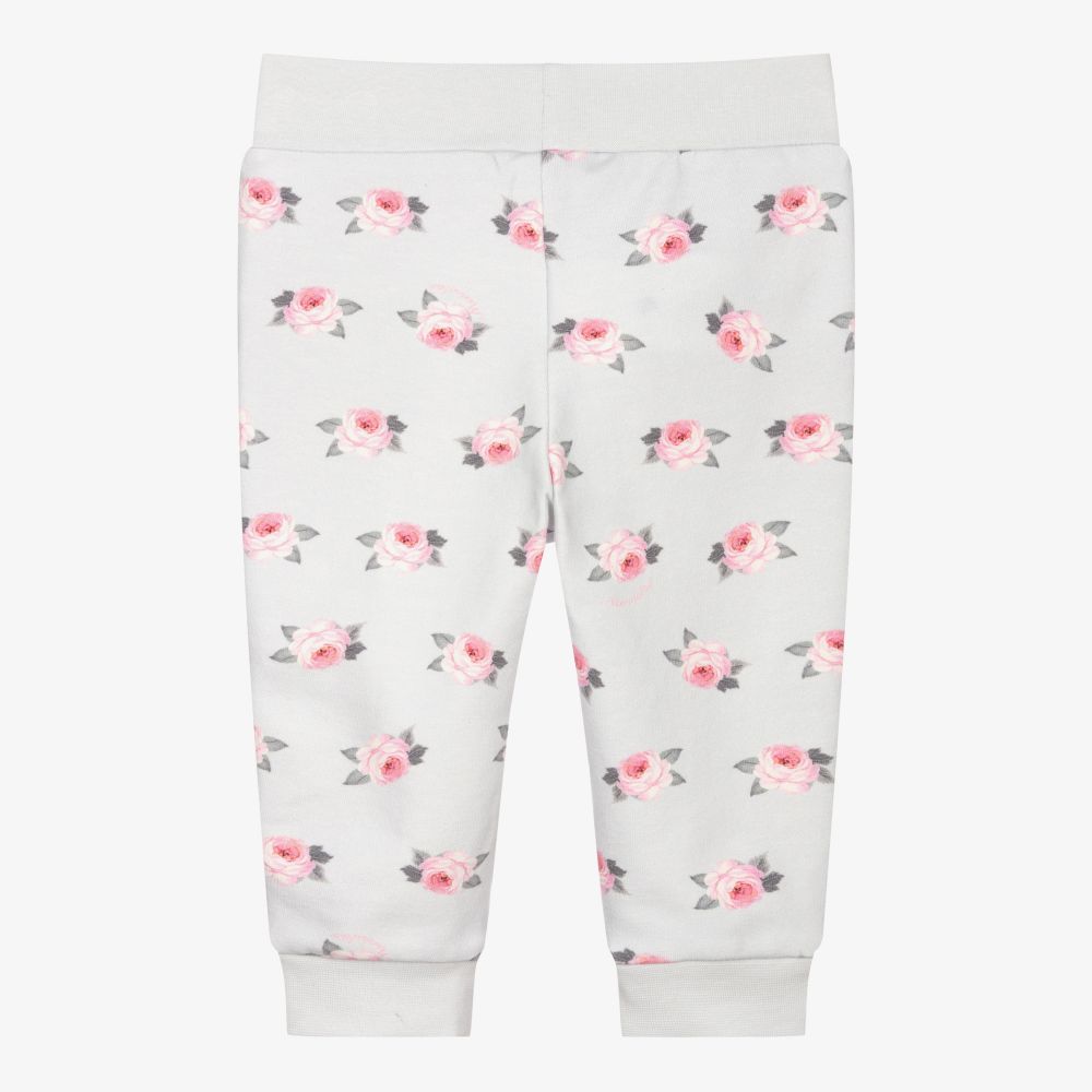 موناليزا-جوغرز أطفال بناتي قطن جيرسي لون رمادي بطبعة ورود | Childrensalon Outlet