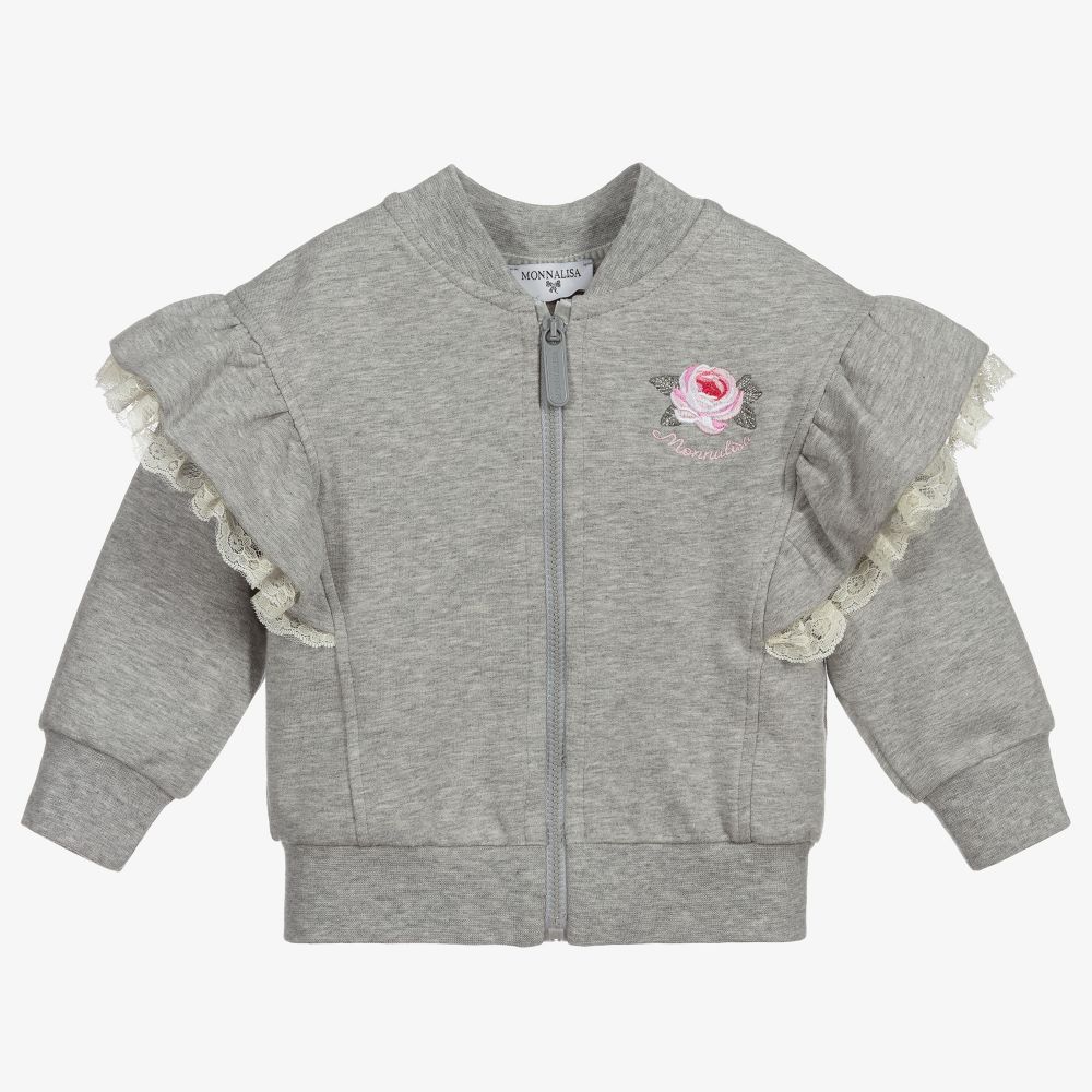 Monnalisa - Veste zippée grise en coton | Childrensalon