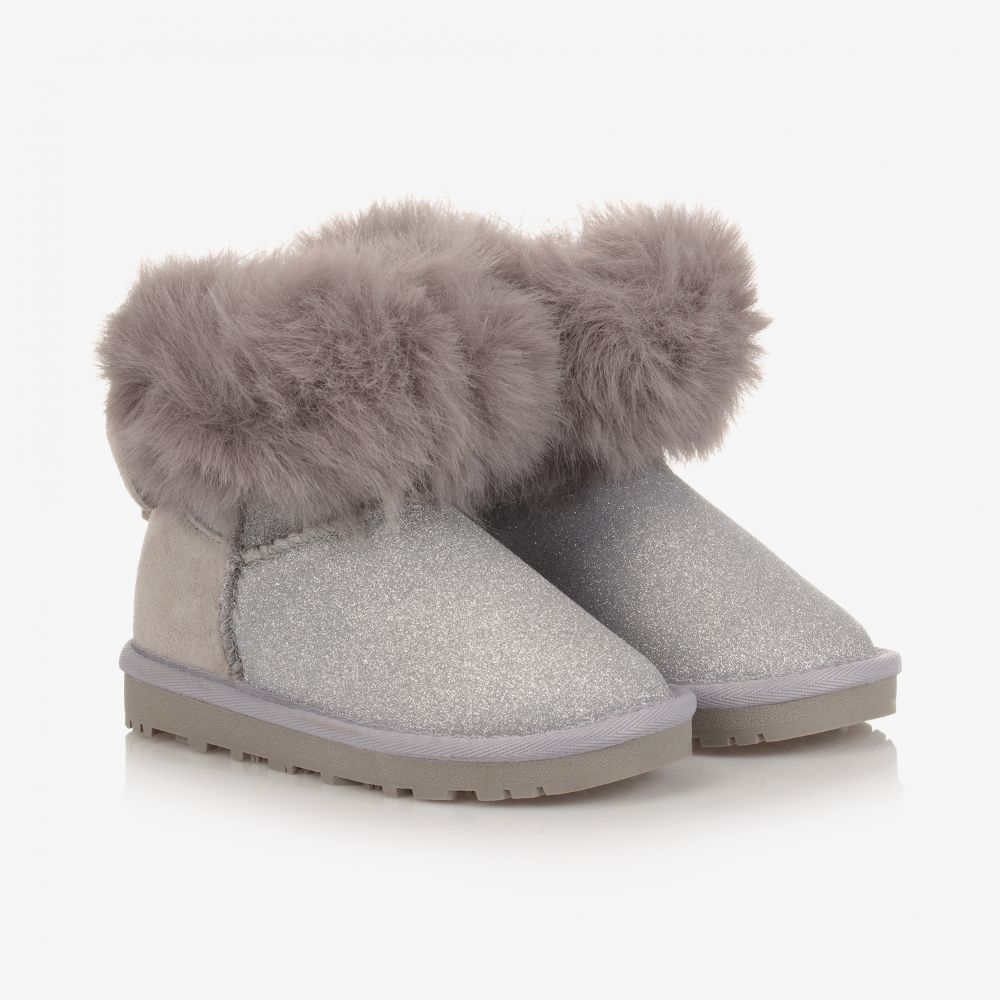 Monnalisa - Bottes grises en fausse fourrure | Childrensalon