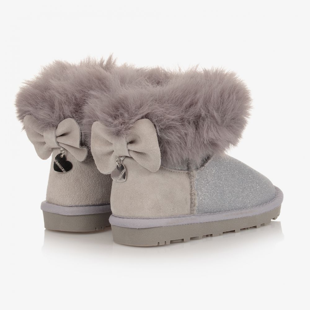 Grey faux top fur boots