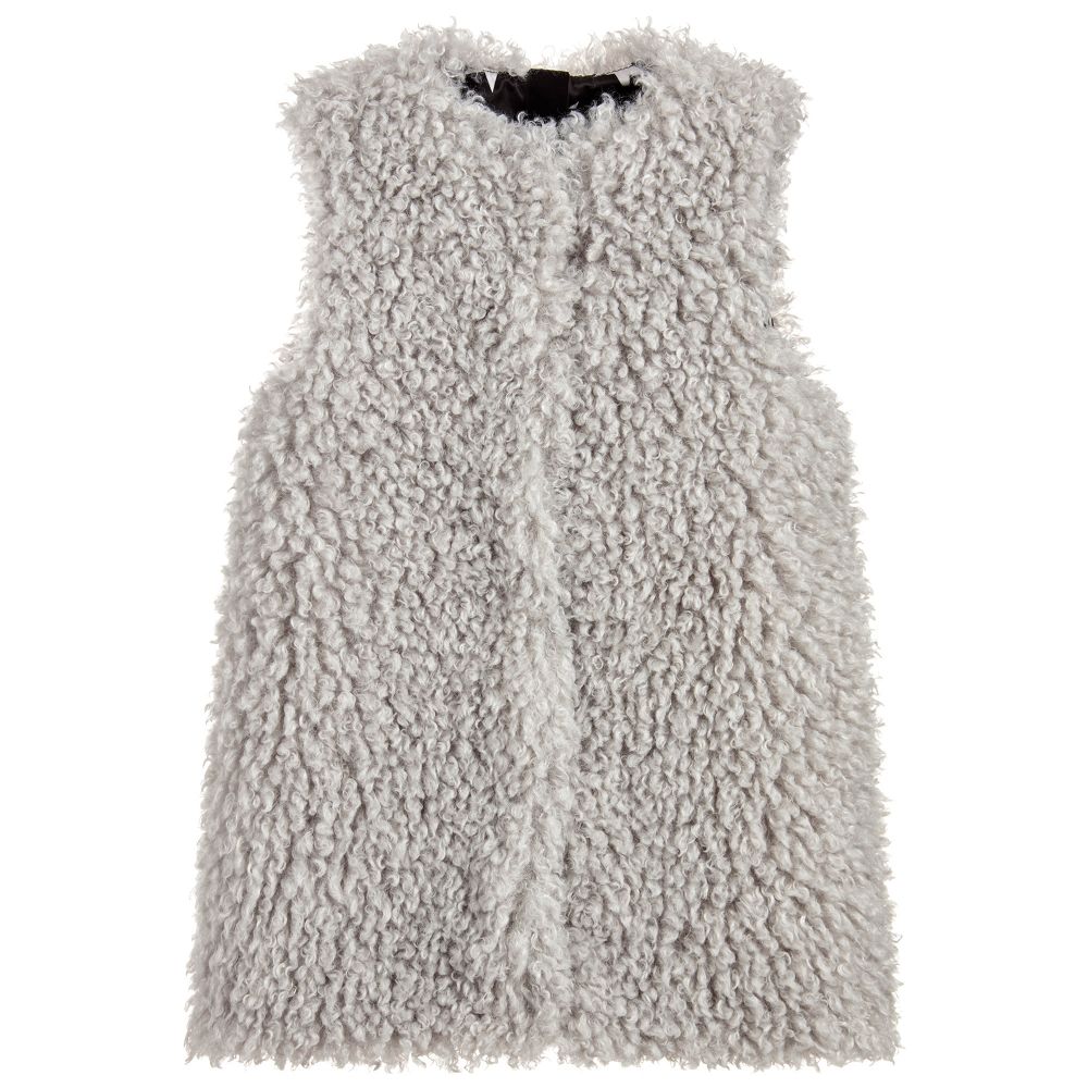 Monnalisa - Grey Faux Fur Gilet | Childrensalon