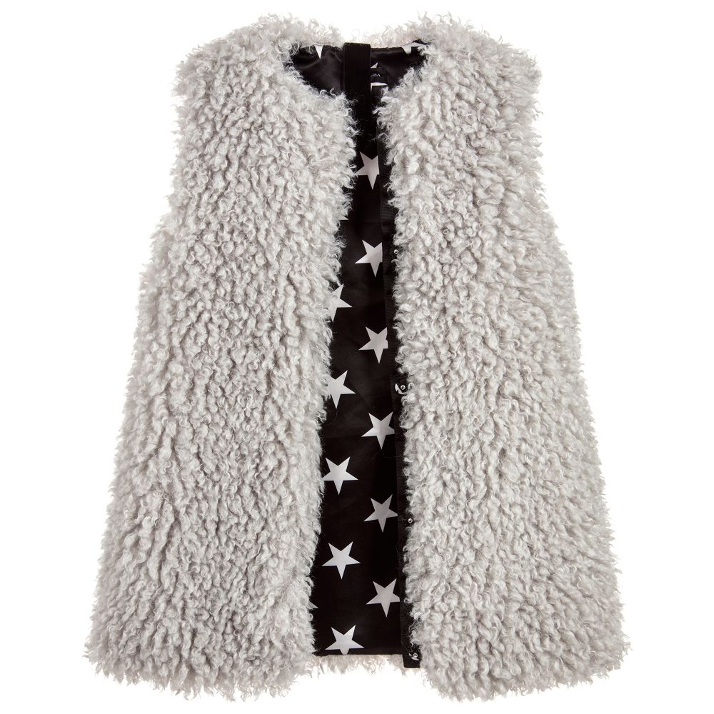 Monnalisa-Grey Faux Fur Gilet | Childrensalon Outlet