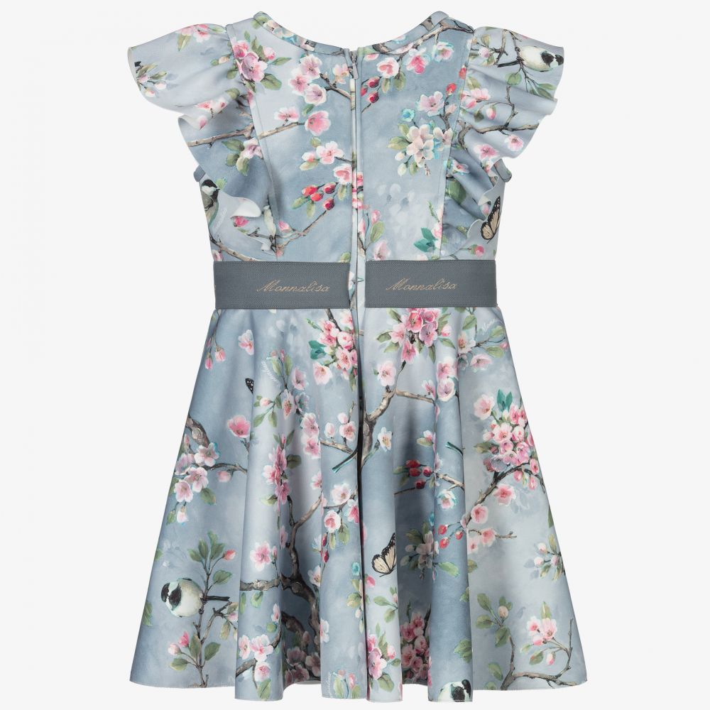 Monnalisa-Grey Floral Blossom Dress | Childrensalon Outlet