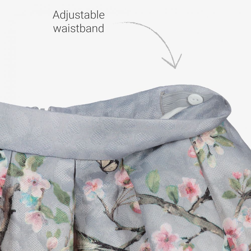 Monnalisa-Grey Floral Blossom Skirt | Childrensalon Outlet